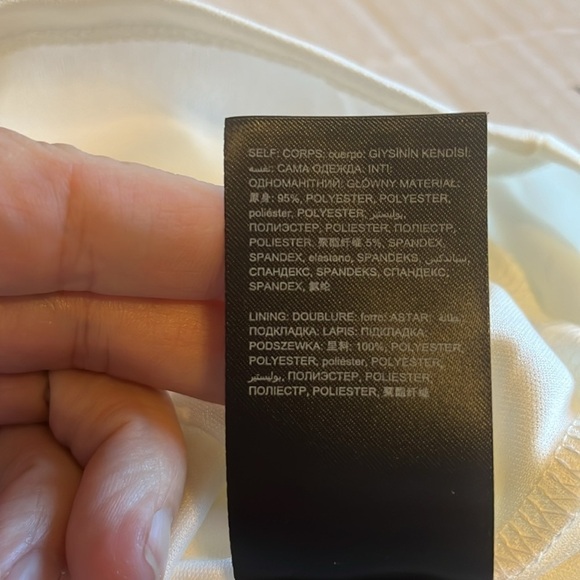 NWT-Bebe-XL-white-stretchy, adjustable straps, wrap skirt romper. Built in short - Picture 8 of 13